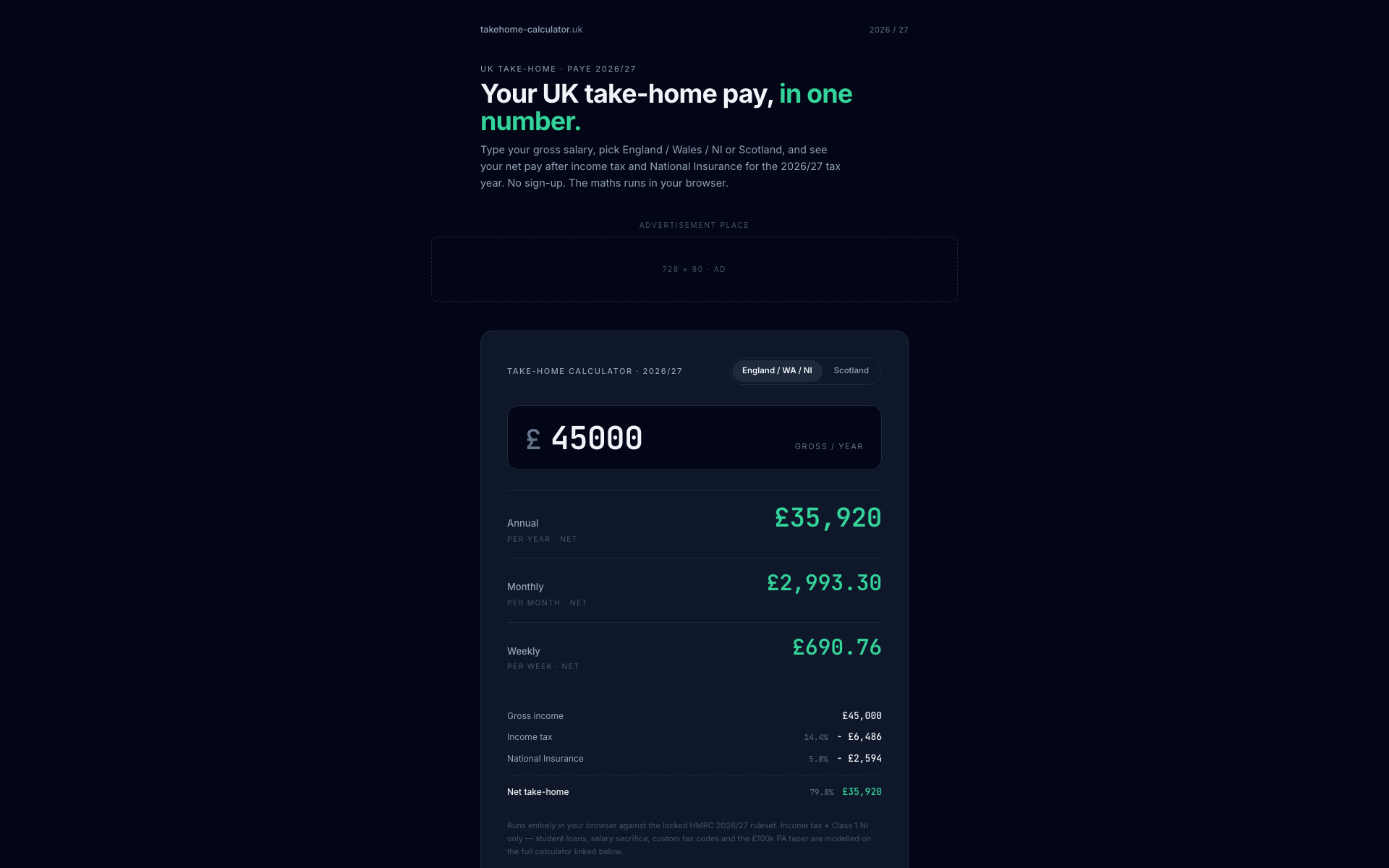 Takehome-Calculator.uk — case study preview